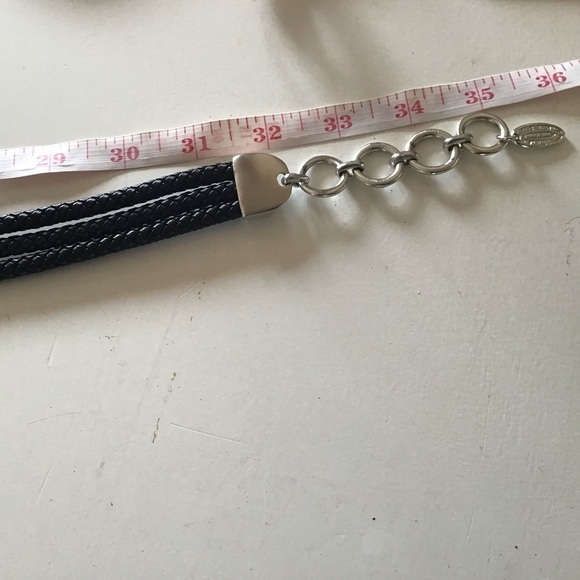 Vintage 1994 Clara Studio /Synergy Black leather asymmetrical rope belt 36” long main image 8
